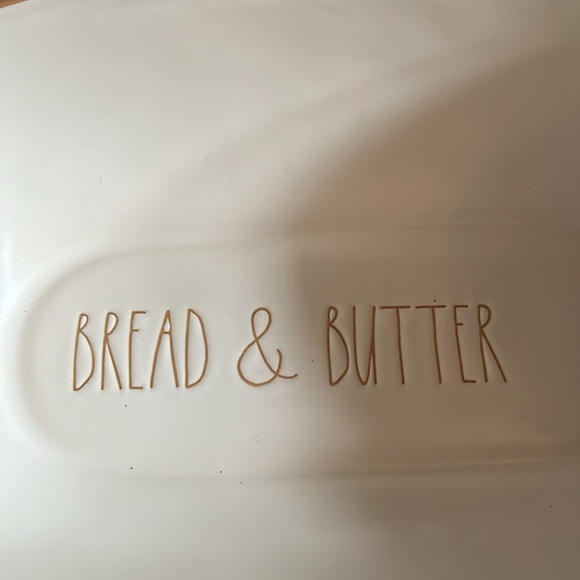 RAE DUNN BREAD 🍞 AND BUTTER DIVIDED SERVING DISH WHITE & tan NWT - Picture 7 of 8